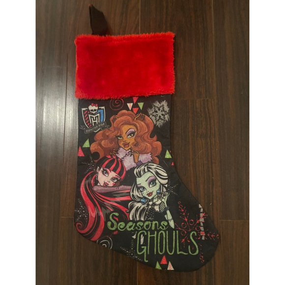 Monster High Other - Monster High Seasons Ghouls Stocking 17” Thin Felt Fuzzy Red Cuff Vintage